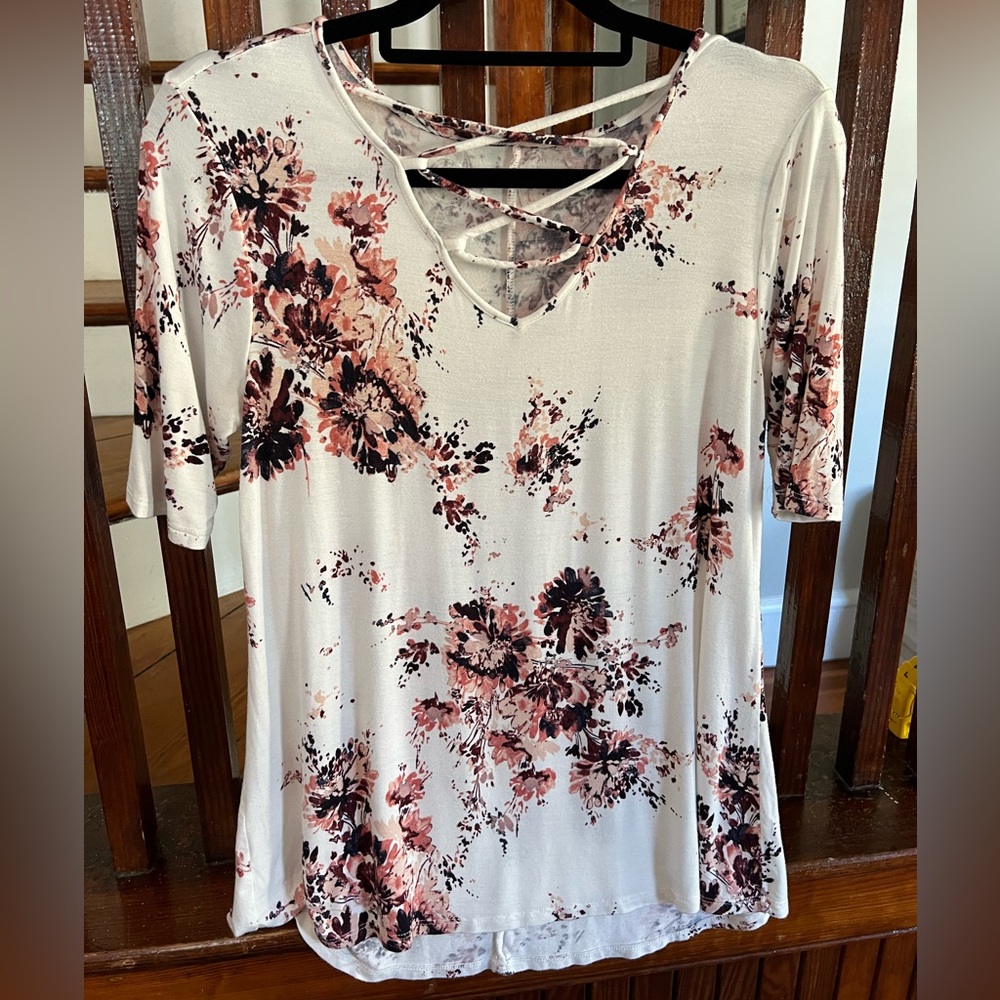 Floral Lace Up Blouse